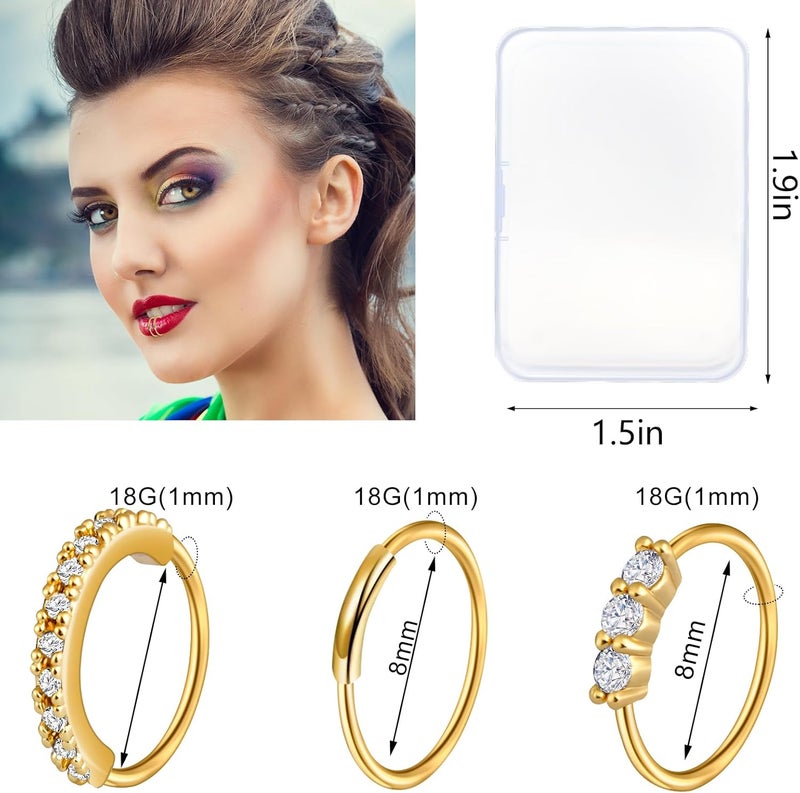 ONESING 23-40 Pcs Gold Nose Rings & Studs - 18G & 20G Nose Piercing Jewelry - L Shape, Hoop & Screw Body Jewelry for Women & Men - Image 4